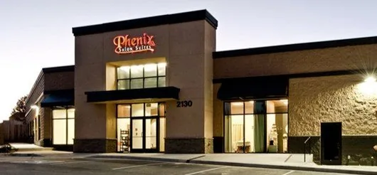 Phenix Salon Suites illuminated storefront